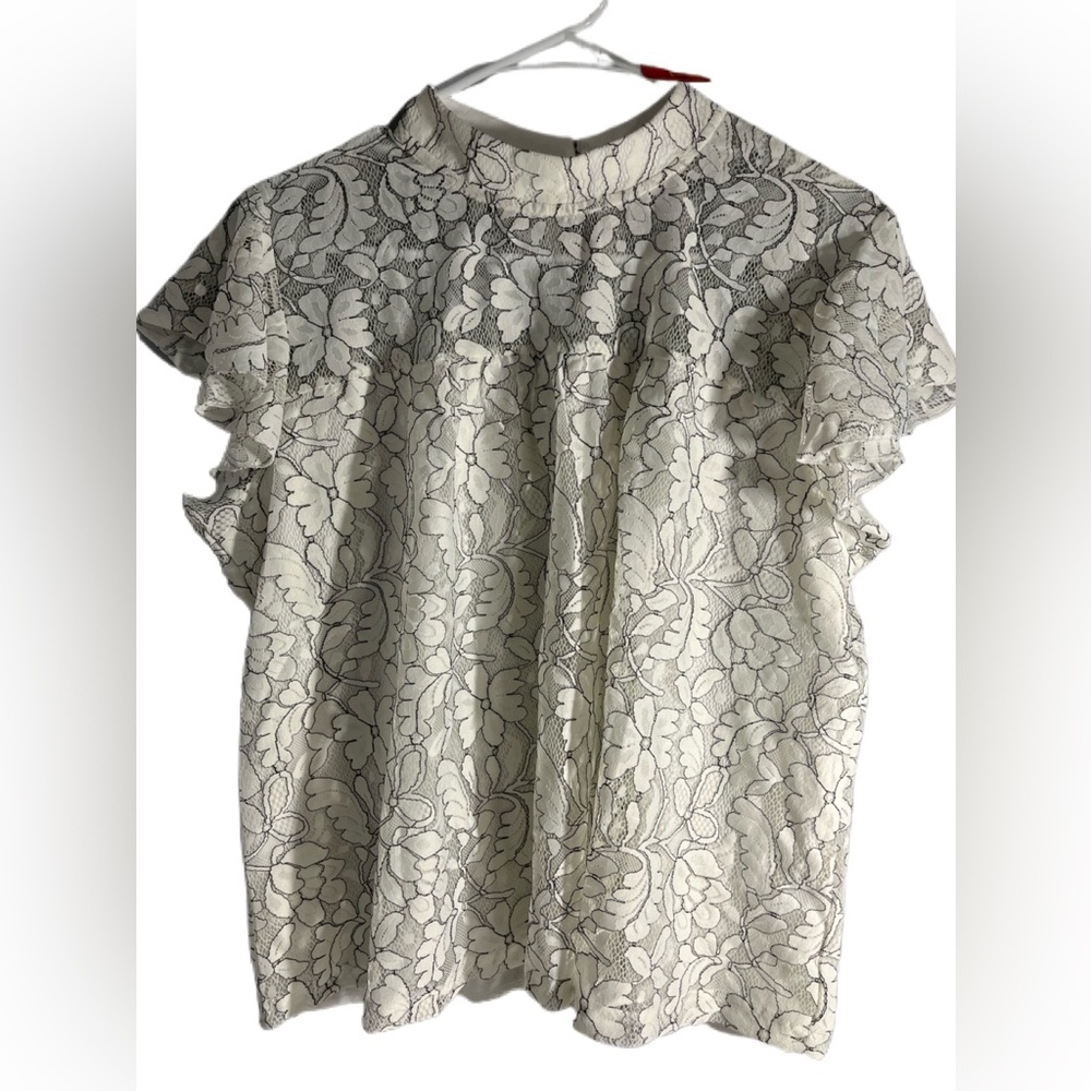 Shannon Ford New York Petite White Lace Blouse Top Shirt NWT Women’s Size PXL